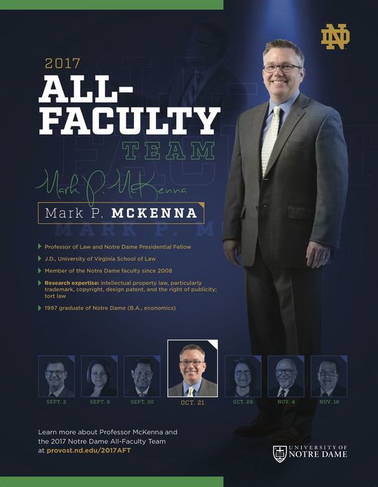 Professor Mark Mckenna Named To Notre Dame S 2017 All Faculty Team News The Law School