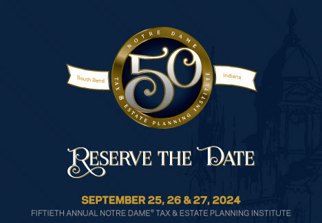 50th anniversary logo for Notre Dame's Tax & Estate Planning Institute