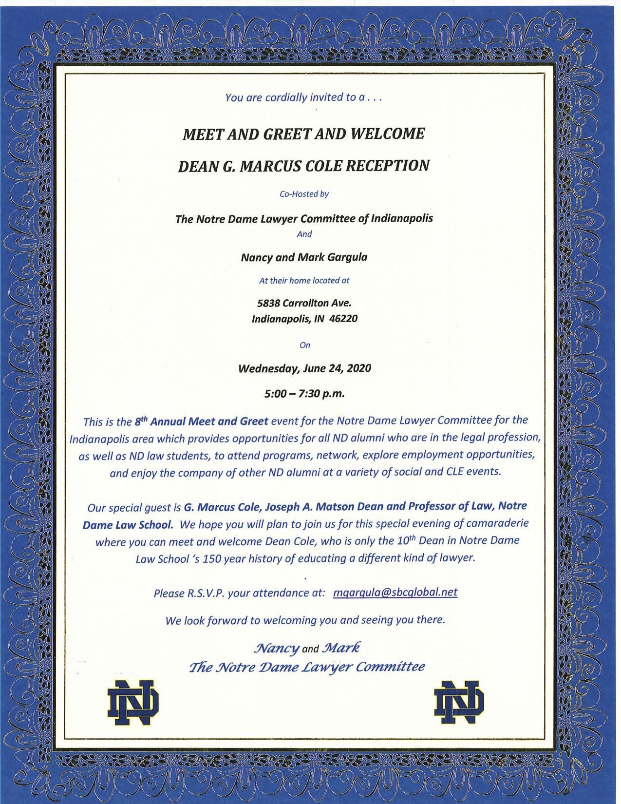 2020 8th Annual Meet And Greet Welcome Dean Cole Invitation 062420