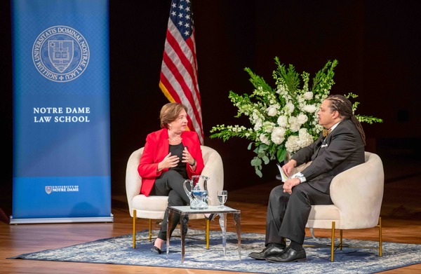 U.S. Supreme Court Associate Justice Elena Kagan speaking with ND Law Dean G. Marcus Cole