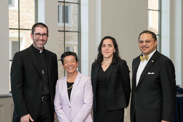 Washington Supreme Court Justice Mary Yu with ND Law Dean Marcus Cole and Professor Rev. Patrick Reidy C.S.C. and Associate Professor Maria Maciá