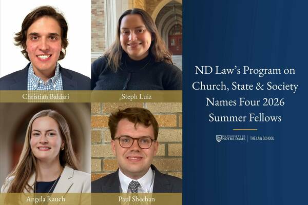 Headshots of four smiling individuals: Christian Baldari, Steph Luiz, Angela Rauch, and Paul Sheehan, 2026 Summer Fellows.