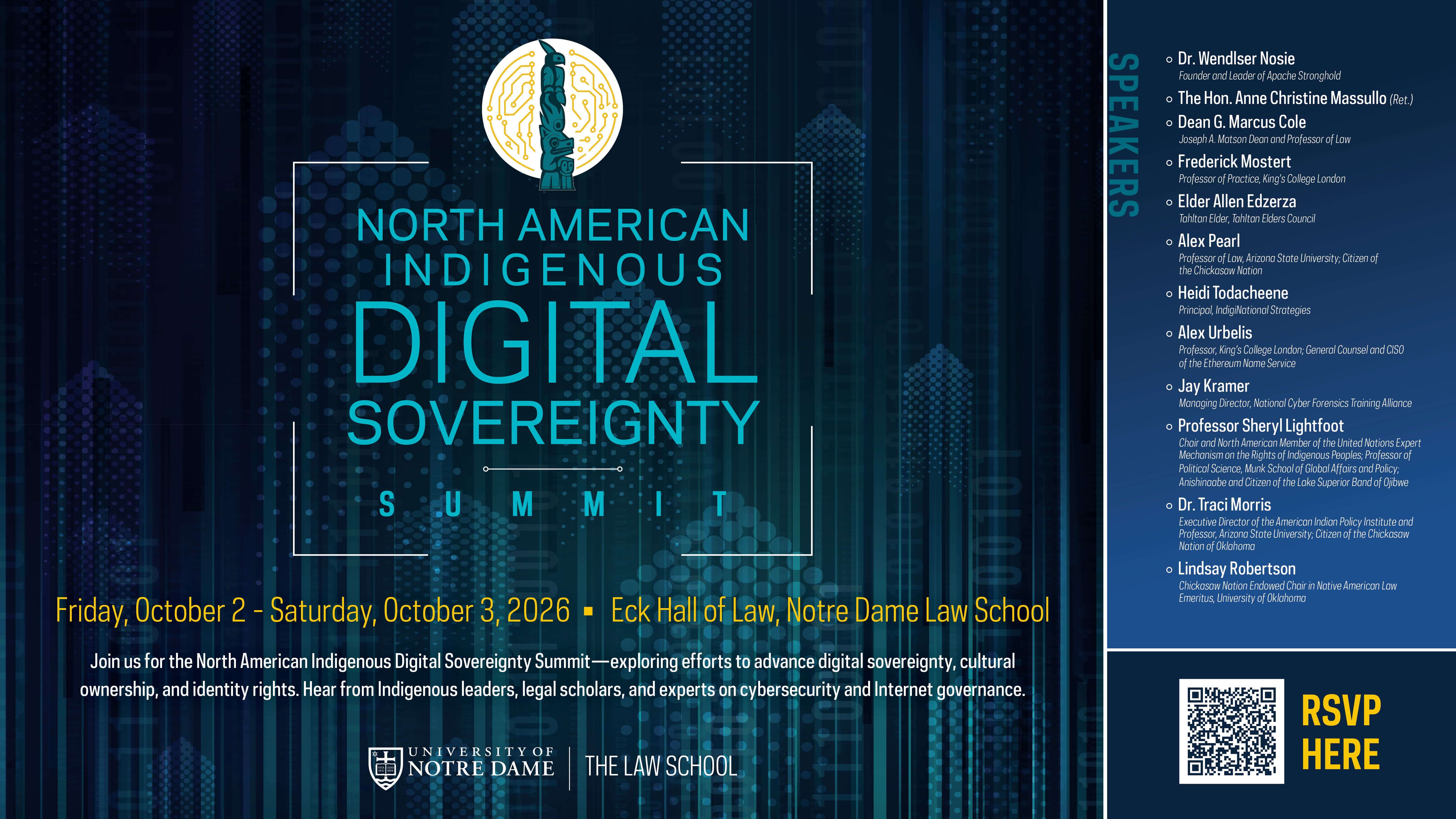 North American Indigenous Digital Sovereignty Summit at Eck Hall, Notre Dame Law School.